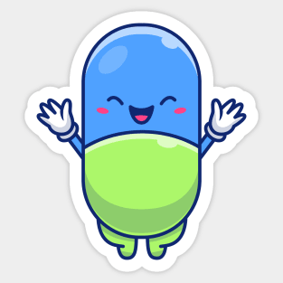 Cute Pill Cartoon Sticker